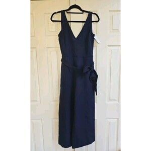 Sam Edelman Womens V-Neck Sleeveless Wide Leg Jumpsuit Size 8 Navy Blue NEW